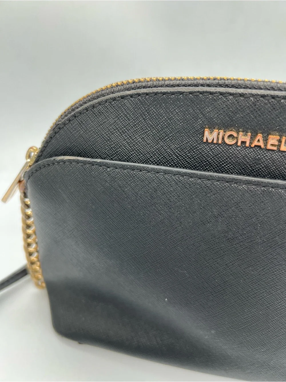 MICHAEL KORS Black Leather Crossbody with Gold Hardware